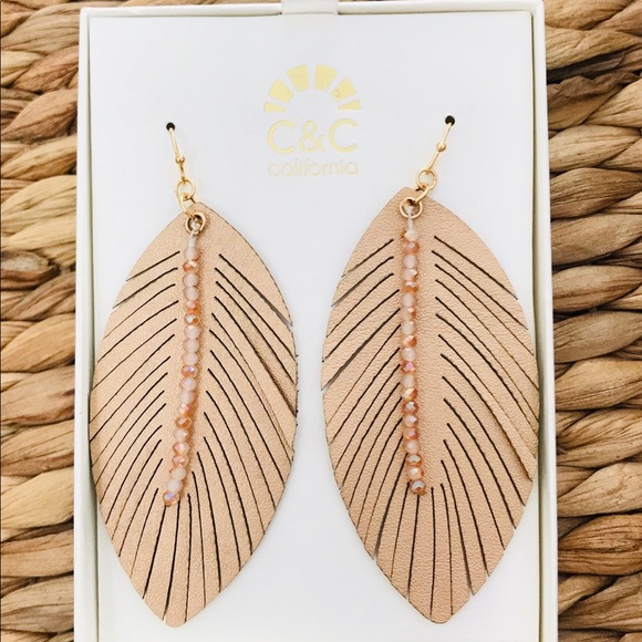 C & C California Jewelry - C & C CALIFORNIA Leather PALM LEAF Earrings